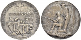 SCHWEIZ - Schützentaler, Schützenmedaillen & Schützenvaria
Basel
Silbermedaille 1905. Binningen. III. Eidgenössisches Flobertschützenfest. 10.23 g. ...