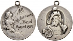 SCHWEIZ - Schützentaler, Schützenmedaillen & Schützenvaria
Basel
Silbermedaille 1915. Basel. Schützenbund. 5.97 g. Richter (Schützenmedaillen) 135a....