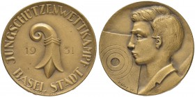 SCHWEIZ - Schützentaler, Schützenmedaillen & Schützenvaria
Basel
Bronzemedaille 1931. Basel-Stadt. Jungschützenwettkampf. 19.80 g. Richter (Schützen...