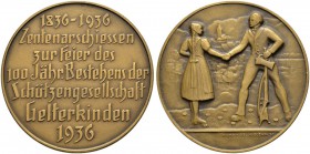 SCHWEIZ - Schützentaler, Schützenmedaillen & Schützenvaria
Basel
Bronzemedaille 1936. Gelterkinden. Zentenarschiessen zur 100 Jahrfeier der Schützen...