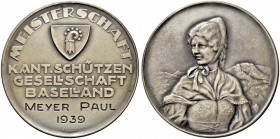 SCHWEIZ - Schützentaler, Schützenmedaillen & Schützenvaria
Basel
Silbermedaille 1937. (Liestal). Kantonalschützengesellschaft Baselland. Meisterscha...