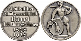 SCHWEIZ - Schützentaler, Schützenmedaillen & Schützenvaria
Basel
Versilberte Bronzemedaille 1938. Basel. Kleinkaliber-Schützengesellschaft. Jubiläumss...