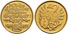 SCHWEIZ - Schützentaler, Schützenmedaillen & Schützenvaria
Basel
Goldmedaille 1973. 75 Jahre Kleinkaliberschützengesellschaft Basel 1898-1973. 25.69...