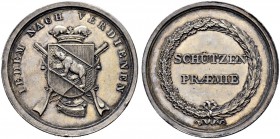 SCHWEIZ - Schützentaler, Schützenmedaillen & Schützenvaria
Bern
Silbermedaille o. J. (1823). Bern. Schützenprämie der Regierung. 19.38 g. Richter (S...