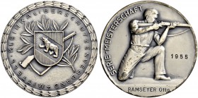 SCHWEIZ - Schützentaler, Schützenmedaillen & Schützenvaria
Bern
Versilberte Bronzemedaille 1955. Mittelländischer Kleinkaliberschützenverband. Serie...