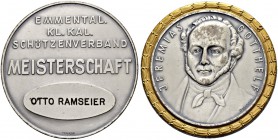 SCHWEIZ - Schützentaler, Schützenmedaillen & Schützenvaria
Bern
Versilberte Bronzemedaille o. J. (um 1960). Emmentalischer Kleinkaliberschützenverba...