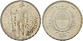 SCHWEIZ - Schützentaler, Schützenmedaillen & Schützenvaria
Freiburg / Fribourg
5 Franken 1934. Fribourg. Tir fédéral. 15.04 g. Richter (Schützenmeda...