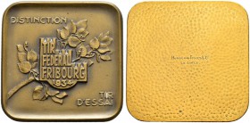 SCHWEIZ - Schützentaler, Schützenmedaillen & Schützenvaria
Freiburg / Fribourg
Bronzemedaille 1934. Fribourg. Tir fédéral. Einseitig. 34.49 g. Richt...