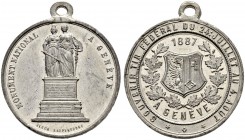 SCHWEIZ - Schützentaler, Schützenmedaillen & Schützenvaria
Genf / Genève
Blei-/Zinnmedaille 1887. Genève. Tir fédéral. 13.81 g. Richter (Schützenmed...