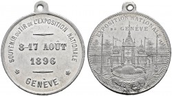 SCHWEIZ - Schützentaler, Schützenmedaillen & Schützenvaria
Genf / Genève
Aluminiummedaille 1896. Genève. Tir de l'Exposition nationale. 3.27 g. Rich...