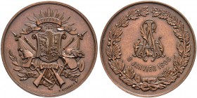 SCHWEIZ - Schützentaler, Schützenmedaillen & Schützenvaria
Genf / Genève
Kupfermedaille 1896. Genève. Guidon genevois (A. de Luserna). 41.35 g. Rich...