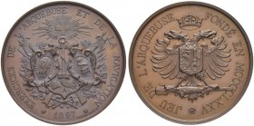 SCHWEIZ - Schützentaler, Schützenmedaillen & Schützenvaria
Genf / Genève
Kupfermedaille 1897. Genève. Exercices de l'Arquebuse et de la Navigation. ...