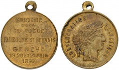 SCHWEIZ - Schützentaler, Schützenmedaillen & Schützenvaria
Genf / Genève
Bronzemedaille 1897. St-Gervais. Vogue du Faubourg 4.38 g. Richter (Schütze...