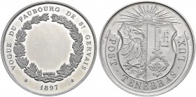 SCHWEIZ - Schützentaler, Schützenmedaillen & Schützenvaria
Genf / Genève
Aluminiummedaille 1897. St-Gervais. Vogue du faubourg. 19.51 g. Richter (Sc...