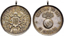SCHWEIZ - Schützentaler, Schützenmedaillen & Schützenvaria
Genf / Genève
Silbermedaille 1899. Genève. Corps de gendarmerie. Souvenir de tir. 7.04 g....