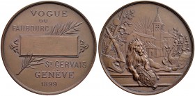 SCHWEIZ - Schützentaler, Schützenmedaillen & Schützenvaria
Genf / Genève
Kupfermedaille 1899. St-Gervais. Vogue du faubourg. 64.77 g. Richter (Schüt...