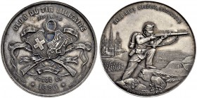 SCHWEIZ - Schützentaler, Schützenmedaillen & Schützenvaria
Genf / Genève
Silbermedaille o. J. (1899). Genève. Club du tir militaire. 30.09 g. Richte...