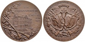 SCHWEIZ - Schützentaler, Schützenmedaillen & Schützenvaria
Genf / Genève
Kupfermedaille 1900. Genève. Tir d'inauguration de l'hôtel. 40.56 g. Richte...