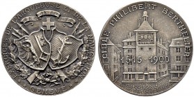 SCHWEIZ - Schützentaler, Schützenmedaillen & Schützenvaria
Genf / Genève
Silbermedaille 1900. Genève. Exercices de l'Arquebuse et de la Navigation. ...