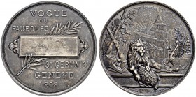 SCHWEIZ - Schützentaler, Schützenmedaillen & Schützenvaria
Genf / Genève
Silbermedaille 1903. St-Gervais. Vogue du faubourg. 51.55 g. Richter (Schüt...