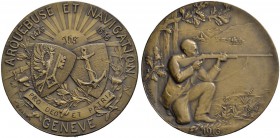 SCHWEIZ - Schützentaler, Schützenmedaillen & Schützenvaria
Genf / Genève
Bronzemedaille 1913. Genève. Arquebuse et navigation. 40.21 g. Richter (Sch...