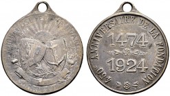 SCHWEIZ - Schützentaler, Schützenmedaillen & Schützenvaria
Genf / Genève
Silbermedaille 1924. Genève. Arquebuse et Navigation. 450è anniversaire 147...
