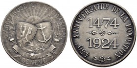 SCHWEIZ - Schützentaler, Schützenmedaillen & Schützenvaria
Genf / Genève
Silbermedaille 1924. Genève. Arquebuse et Navigation. 450e anniversaire 147...