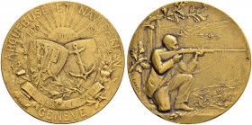 SCHWEIZ - Schützentaler, Schützenmedaillen & Schützenvaria
Genf / Genève
Bronzemedaille 1933. Genève. Arquebuse et Navigation. 33.57 g. Richter (Sch...