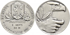 SCHWEIZ - Schützentaler, Schützenmedaillen & Schützenvaria
Genf / Genève
Silbermedaille o. J. Genève. Société cantonale de tir. 51.73 g. Richter (Sc...