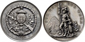 SCHWEIZ - Schützentaler, Schützenmedaillen & Schützenvaria
Glarus
Silbermedaille 1892. Glarus. Eidgenössisches Schützenfest. 42.45 g. Richter (Schüt...