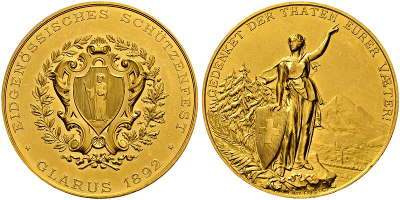 SCHWEIZ - Schützentaler, Schützenmedaillen & Schützenvaria
Glarus
Goldmedaille...