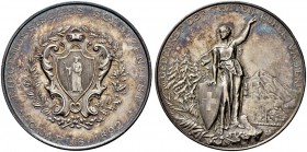 SCHWEIZ - Schützentaler, Schützenmedaillen & Schützenvaria
Glarus
Silbermedaille 1892. Glarus. Eidgenössisches Schützenfest. 38.40 g. Richter (Schüt...
