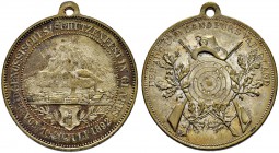 SCHWEIZ - Schützentaler, Schützenmedaillen & Schützenvaria
Glarus
Versilberte Messingmedaille 1892. Glarus. Eidgenössisches Schützenfest. 14.46 g. R...