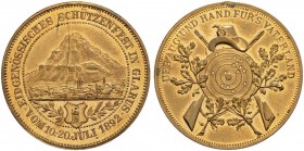 SCHWEIZ - Schützentaler, Schützenmedaillen & Schützenvaria
Glarus
Bronzemedaille 1892. Glarus. Eidgenössisches Schützenfest. 14.56 g. Richter (Schüt...