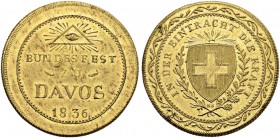 SCHWEIZ - Schützentaler, Schützenmedaillen & Schützenvaria
Graubünden
Bronzemedaille 1836. Davos. Bundesfest. 30.56 g. Richter (Schützenmedaillen) 8...