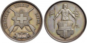 SCHWEIZ - Schützentaler, Schützenmedaillen & Schützenvaria
Graubünden
Kupfermedaille 1890. Davos. Schützenverein. 21.22 g. Richter (Schützenmedaille...