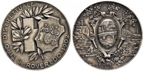 SCHWEIZ - Schützentaler, Schützenmedaillen & Schützenvaria
Graubünden
Silbermedaille 1902. Roveredo. Tiro distrettuale. 23.91 g. Richter (Schützenme...