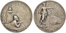 SCHWEIZ - Schützentaler, Schützenmedaillen & Schützenvaria
Graubünden
Silbermedaille 1907. Mesocco. Tiro d'inaugurazione. 12.39 g. Richter (Schützen...