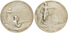 SCHWEIZ - Schützentaler, Schützenmedaillen & Schützenvaria
Graubünden
Silbermedaille 1907. Mesocco. Tiro d'inaugurazione. 12.35 g. Richter (Schützen...