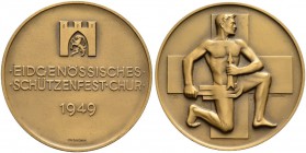 SCHWEIZ - Schützentaler, Schützenmedaillen & Schützenvaria
Graubünden
Bronzemedaille 1949. Chur. Eidgenössisches Schützenfest. 52.57 g. Richter (Sch...