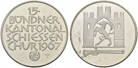 SCHWEIZ - Schützentaler, Schützenmedaillen & Schützenvaria
Graubünden
Silbermedaille 1967. Chur. Kantonalschiessen. 14.95 g. Polierte Platte. FDC / ...