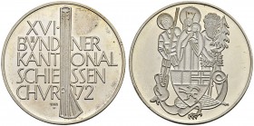 SCHWEIZ - Schützentaler, Schützenmedaillen & Schützenvaria
Graubünden
Silbermedaille 1972. Chur. Kantonalschiessen. 15.06 g. Polierte Platte. FDC / ...