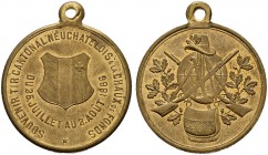 SCHWEIZ - Schützentaler, Schützenmedaillen & Schützenvaria
Neuenburg / Neuchâtel
Bronzemedaille 1886. La Chaux-de-Fonds. Tir cantonal. 8.11 g. Richt...