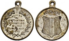 SCHWEIZ - Schützentaler, Schützenmedaillen & Schützenvaria
Neuenburg / Neuchâtel
Versilberte Bronzemedaille 1892. Le Locle. Tir cantonal. 4.29 g. Ri...
