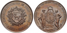 SCHWEIZ - Schützentaler, Schützenmedaillen & Schützenvaria
St. Gallen
Kupfermedaille 1891. Ebnat-Kappel. Kantonalschützenfest. 50.81 g. Richter (Sch...