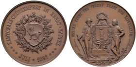 SCHWEIZ - Schützentaler, Schützenmedaillen & Schützenvaria
St. Gallen
Kupfermedaille 1891. Ebnat-Kappel. Kantonalschützenfest. 51.02 g. Richter (Sch...