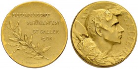 SCHWEIZ - Schützentaler, Schützenmedaillen & Schützenvaria
St. Gallen
Goldmedaille 1904. St. Gallen. Eidgenössisches Schützenfest. 11.00 g. Richter ...