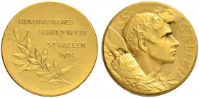 SCHWEIZ - Schützentaler, Schützenmedaillen & Schützenvaria
St. Gallen
Goldmedaille 1904. St. Gallen. Eidgenössisches Schützenfest. 11.10 g. Richter ...