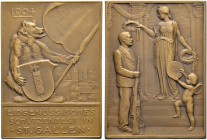 SCHWEIZ - Schützentaler, Schützenmedaillen & Schützenvaria
St. Gallen
Bronzemedaille 1904. St. Gallen. Eidgenössisches Schützenfest. 76.26 g. Richte...