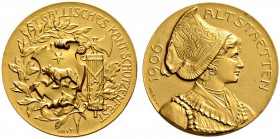 SCHWEIZ - Schützentaler, Schützenmedaillen & Schützenvaria
St. Gallen
Goldmedaille 1906. Altstätten. Kantonalschützenfest. 8.60 g. Richter (Schützen...